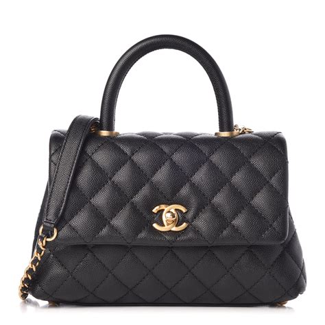 chanel coco handle caviar black fashionphile|CHANEL Caviar Quilted Mini Coco Handle Flap Black.